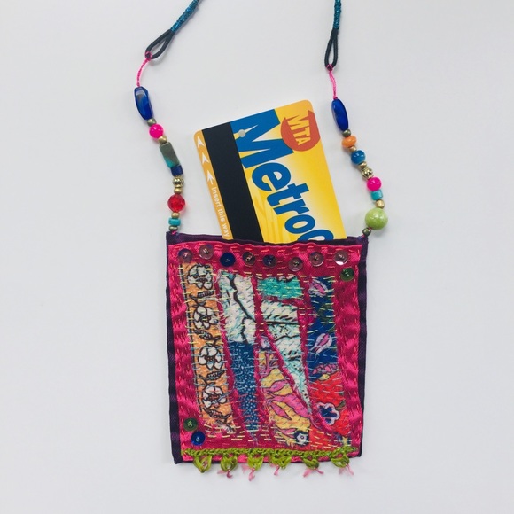 Handmade one of a kind up-cycled fabric necklace - Picture 3 of 8